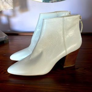 NEW Zara White Leather Ankle Boots